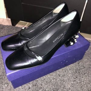 Stuart Weitzman Pearlstrap Embrellished Mid Pump